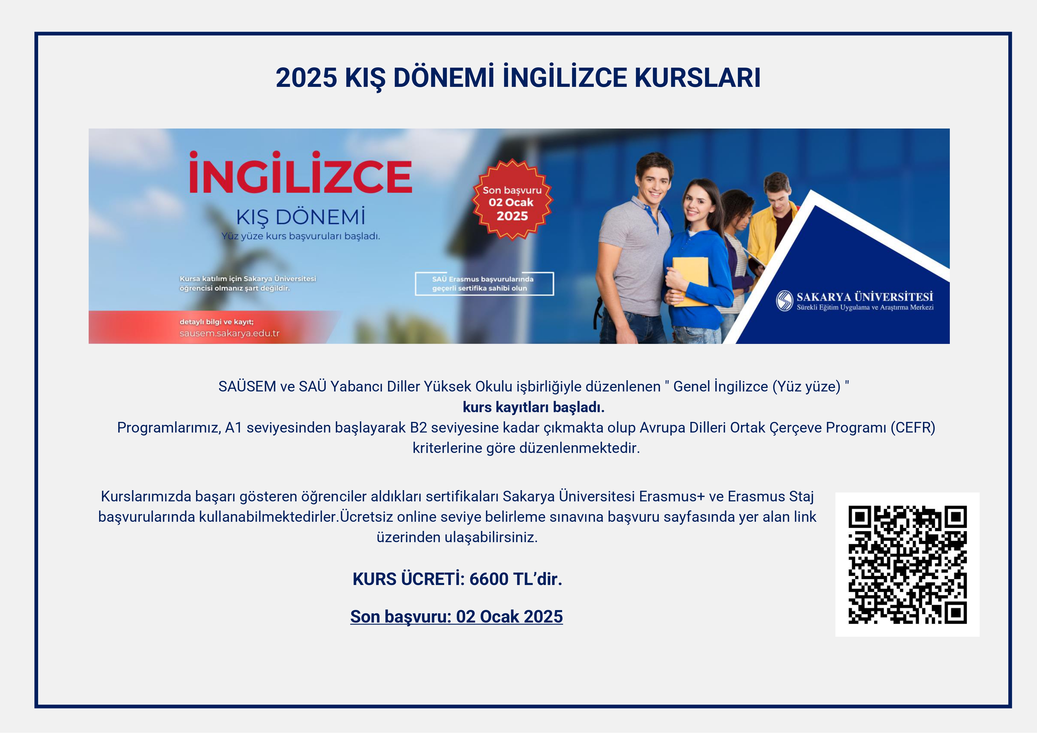 2025 Kış Dönemi İngilizce Kursları