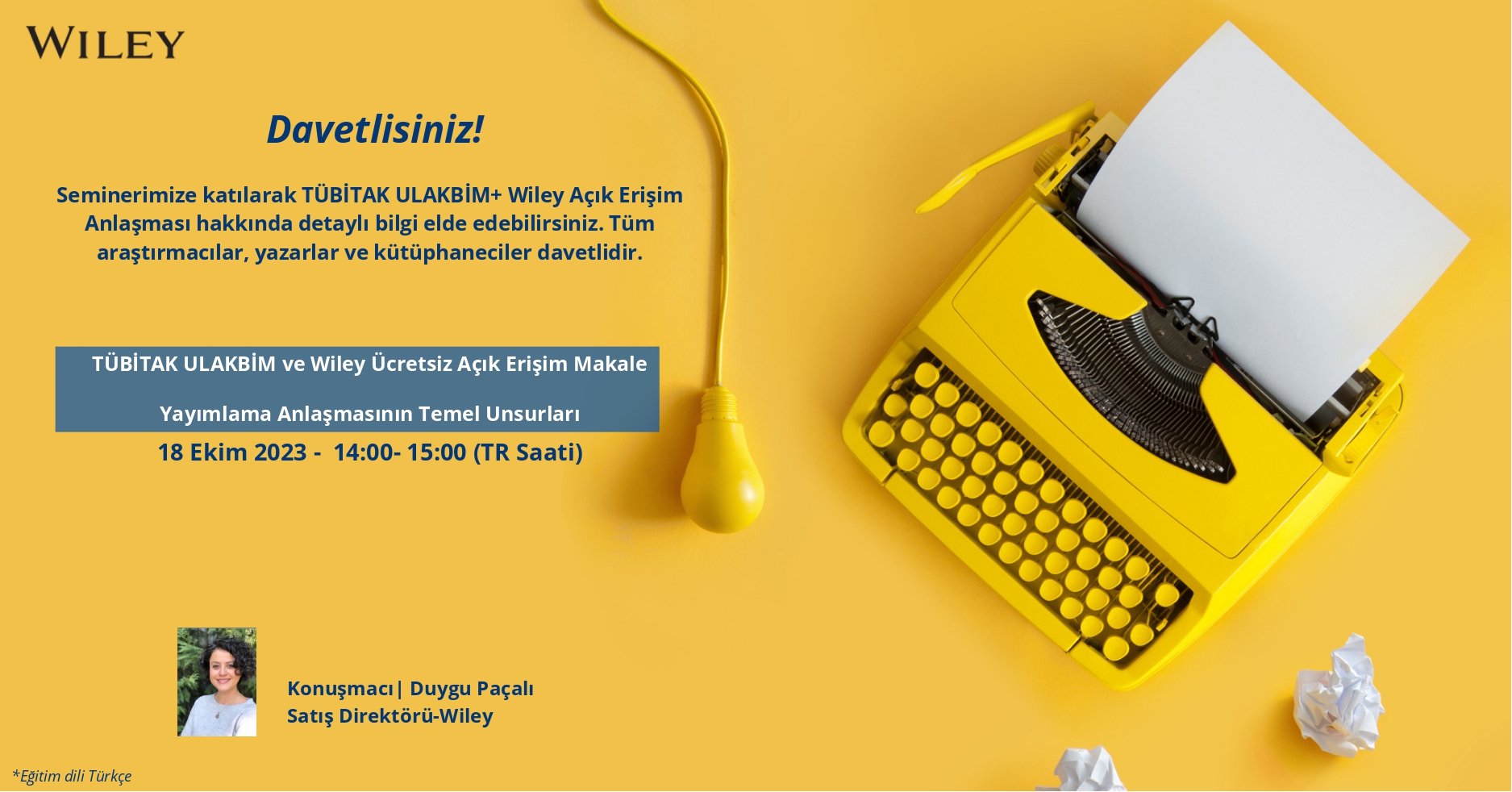 TÜBİTAK ULAKBİM ve Wiley Ücretsiz Açık Erişim Makale Yayımlama Anlaşmasının Temel Unsurları